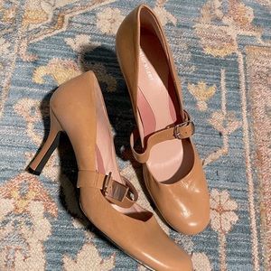 Tan Mary Jane heels